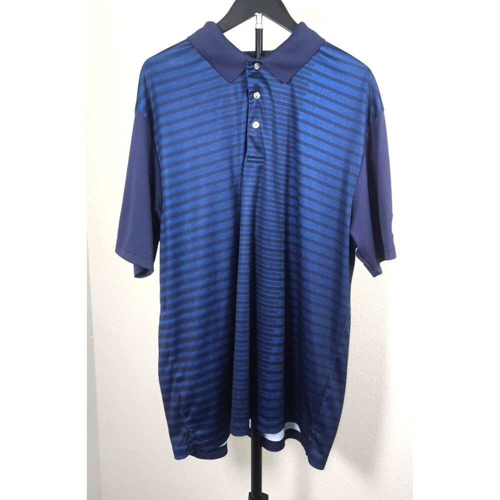 PGA Tour Pro Series Polo Shirt Mens XXL Blue Striped Golf Performance Polo